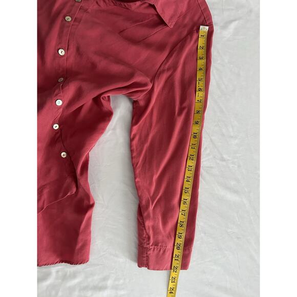 Soft Surroundings Asymmetric Button Roll Tab Blouse Womens Size XL Coral Boho - Picture 8 of 8